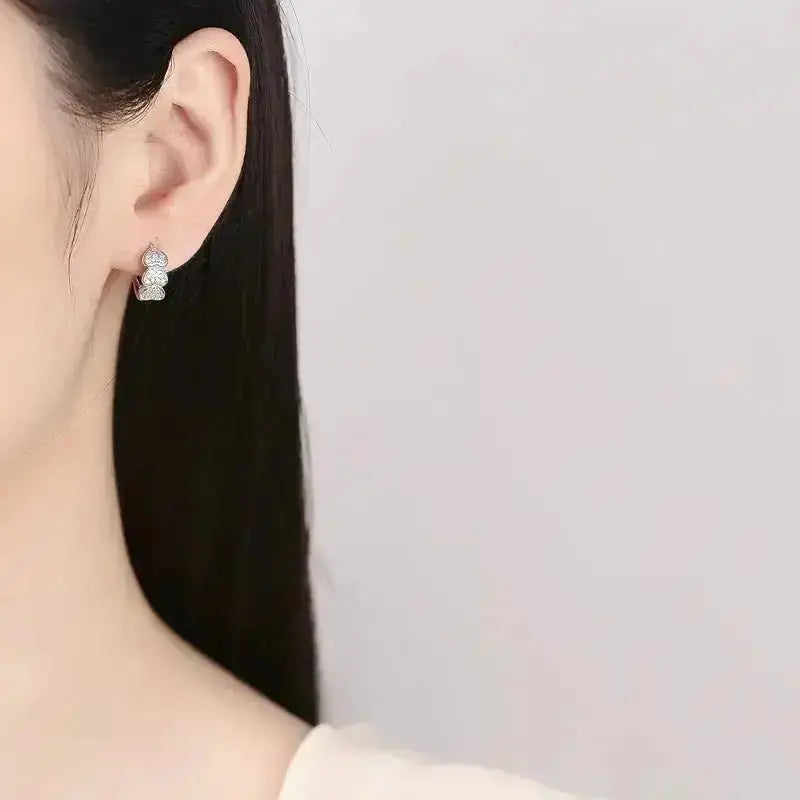 Sterling silver love heart small zircon hoop earrings shop name