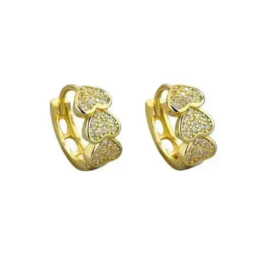 Sterling silver love heart small zircon hoop earrings shop name