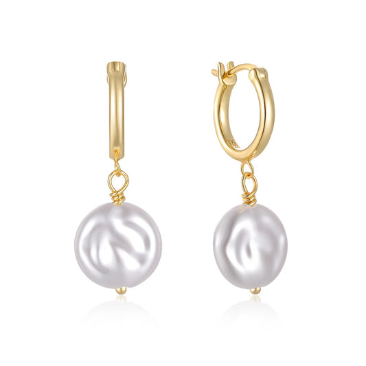 Trendy Timeless Keishi Button Pearl Hoops