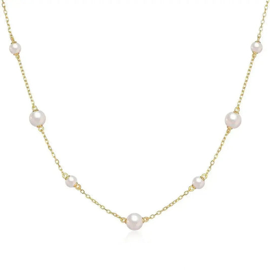 Alternating size Pearl Dainty Lady Necklace