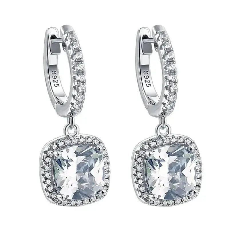 Antique Lux Large Square Crystal Drop Hoop Earrings shop name