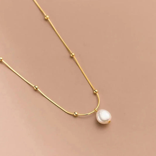 Beaded Chain Pearl Necklace