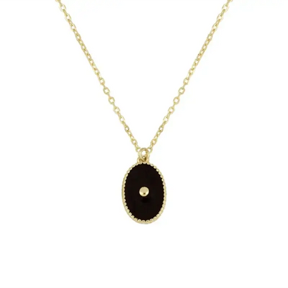 Black & Gold Enamel Pendant and Necklace