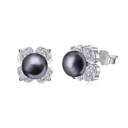 Black Pearl Stud Earrings