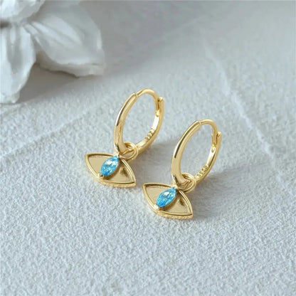 Blue eyes Dainty Gold hoops shop name