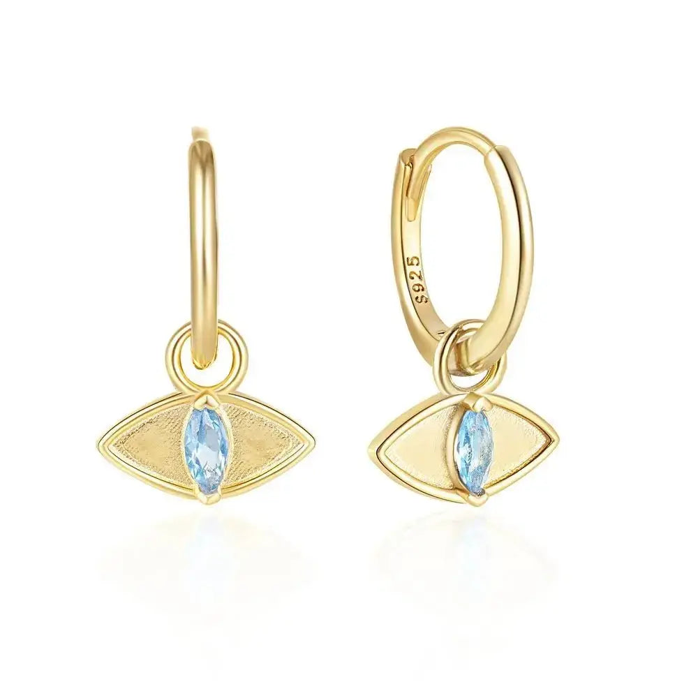 Blue eyes Dainty Gold hoops shop name