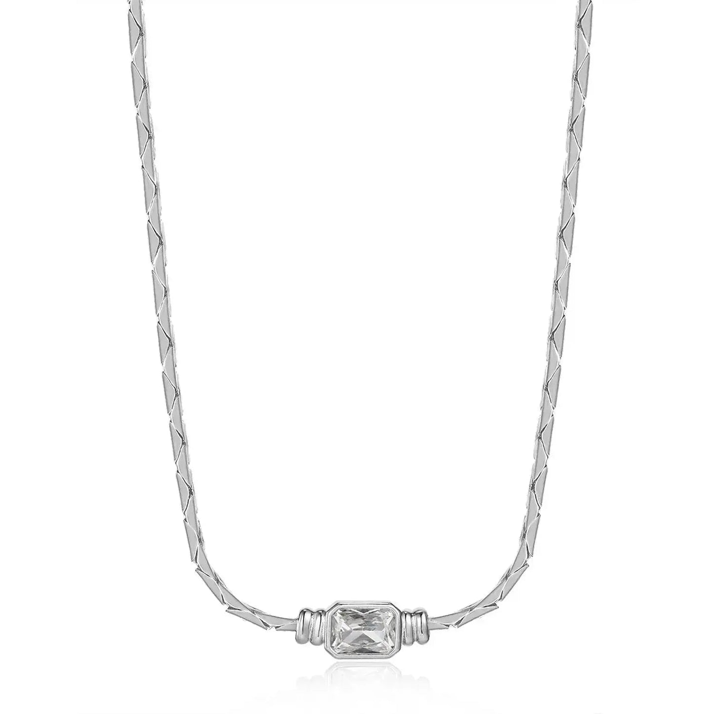 Braided Necklace with Zircon Accent