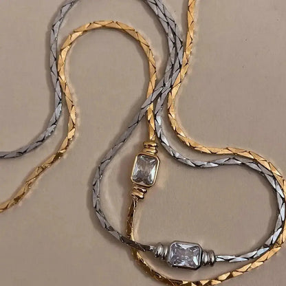 Braided Necklace with Zircon Accent