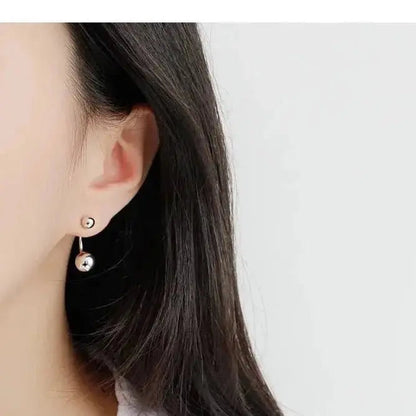 Chic Silver Shiny Double Ball Stud Earrings shop name