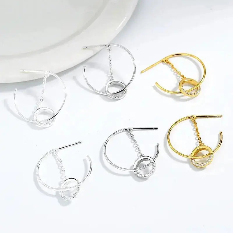 Circle tassel geometric C-shaped Niche design earrings