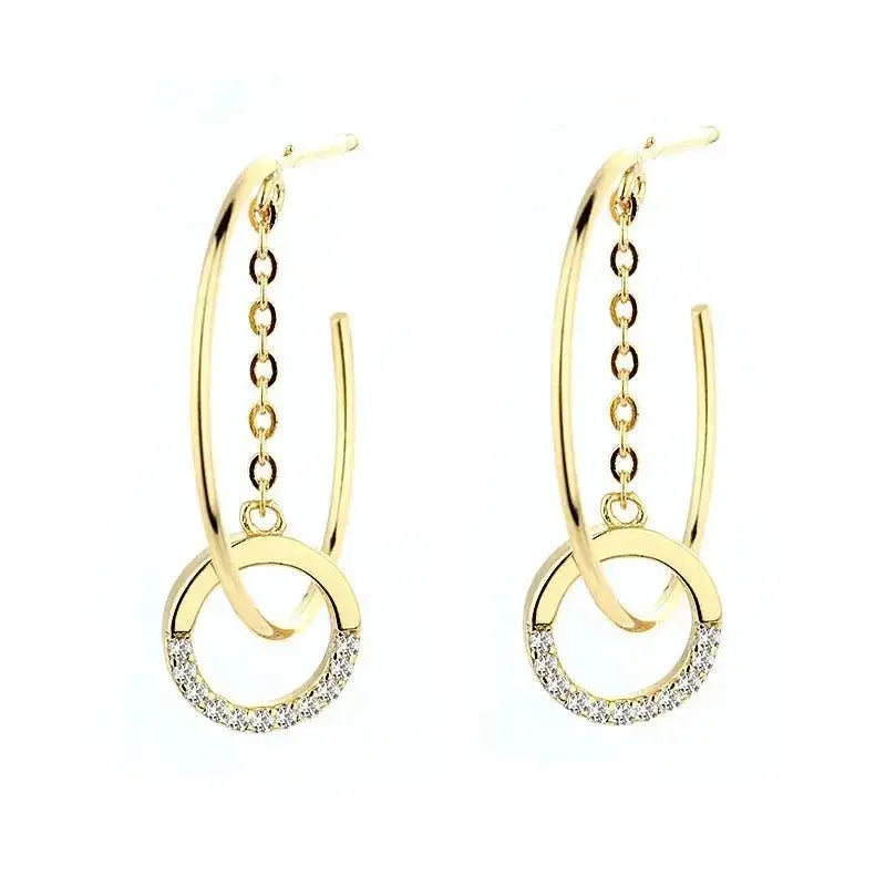 Circle tassel geometric C-shaped Niche design earrings