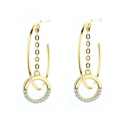 Circle tassel geometric C-shaped Niche design earrings