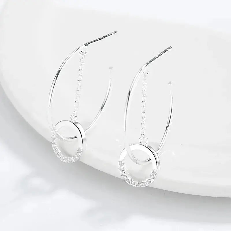 Circle tassel geometric C-shaped Niche design earrings