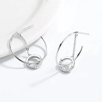 Circle tassel geometric C-shaped Niche design earrings