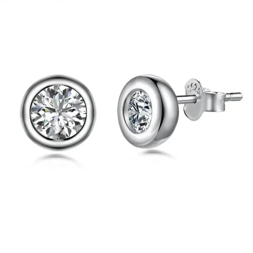 Classic Round Silver Stud Earrings shop name