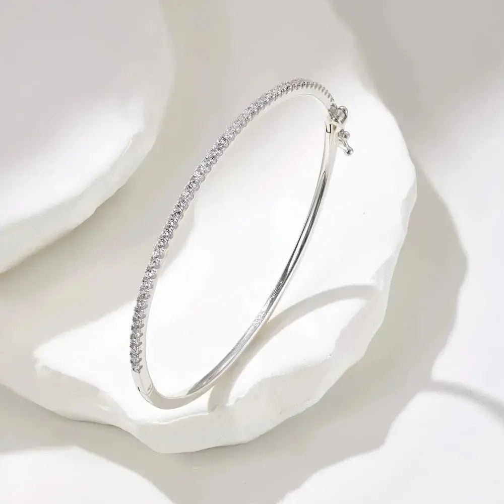 Classic Silver Tennis Bracelet Bangle