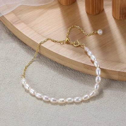 Classical Pearl and Gold Chain Bracelet