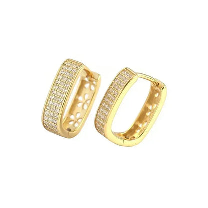 Classy U Shape Diamond Frost Hoop Earrings shop name