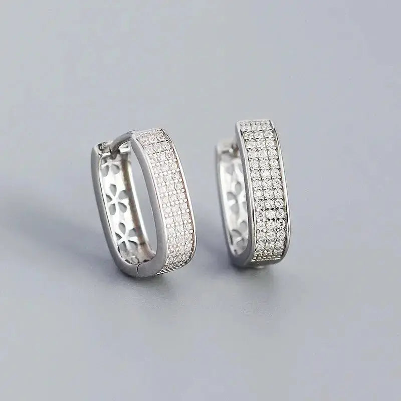 Classy U Shape Diamond Frost Hoop Earrings shop name