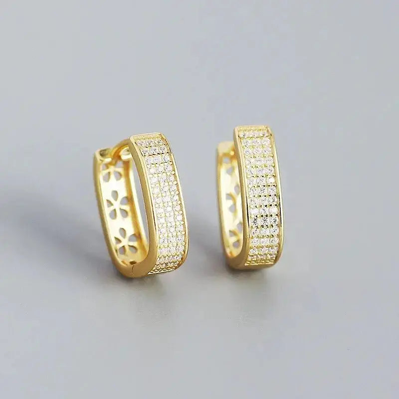 Classy U Shape Diamond Frost Hoop Earrings shop name