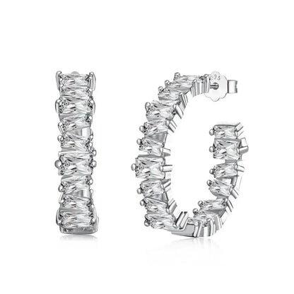 Crystal Heavy Luxury Hoops C Shape Earrings