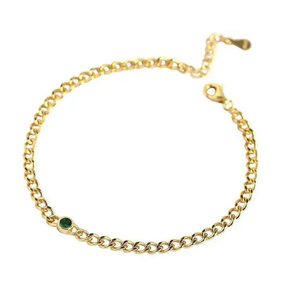 Cuban Chain Emerald Accent Bracelet