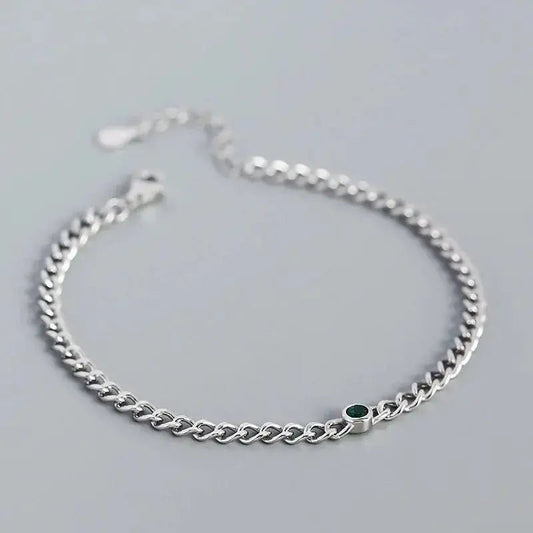 Cuban Chain Emerald Accent Bracelet