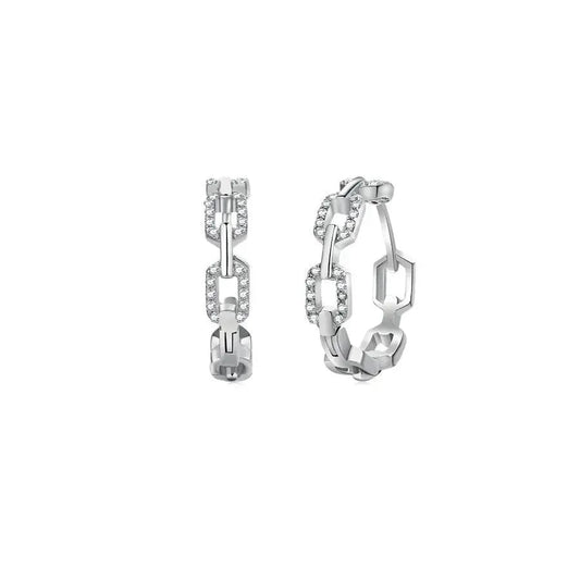 Cuban Chain Silver Earrings