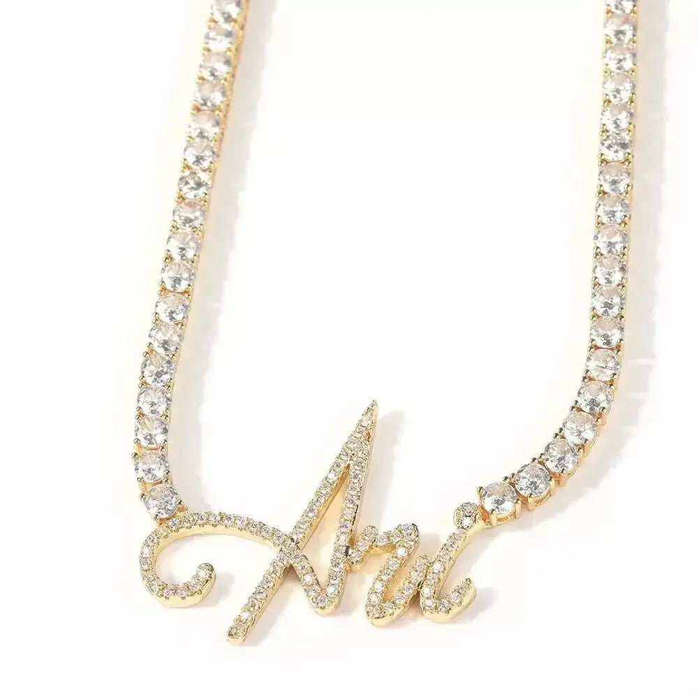 Custom Name Diamond Accent Tennis Necklace shop name