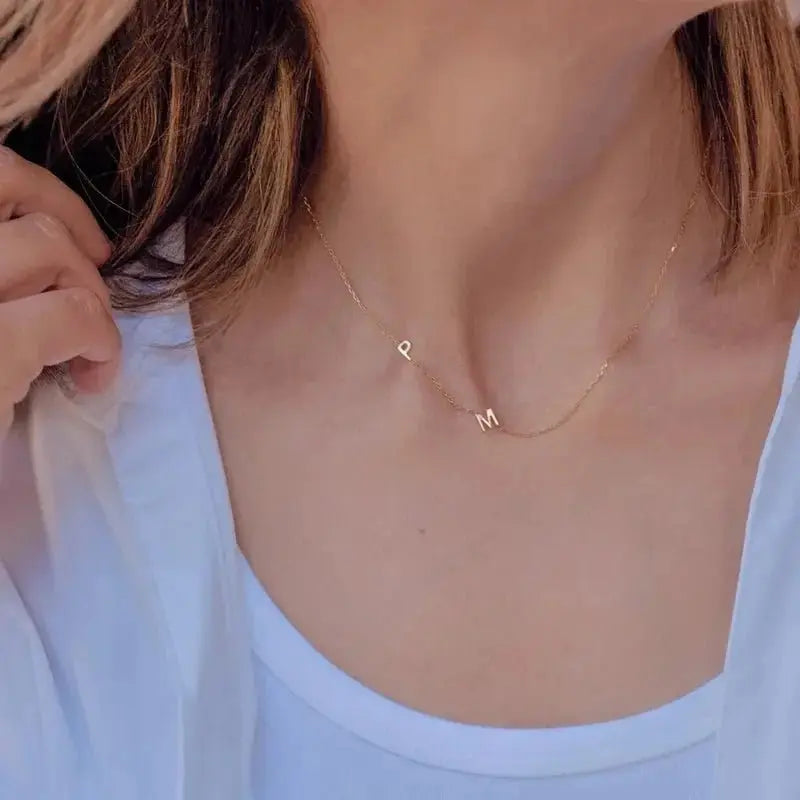 Dainty Initial Sideways Necklace