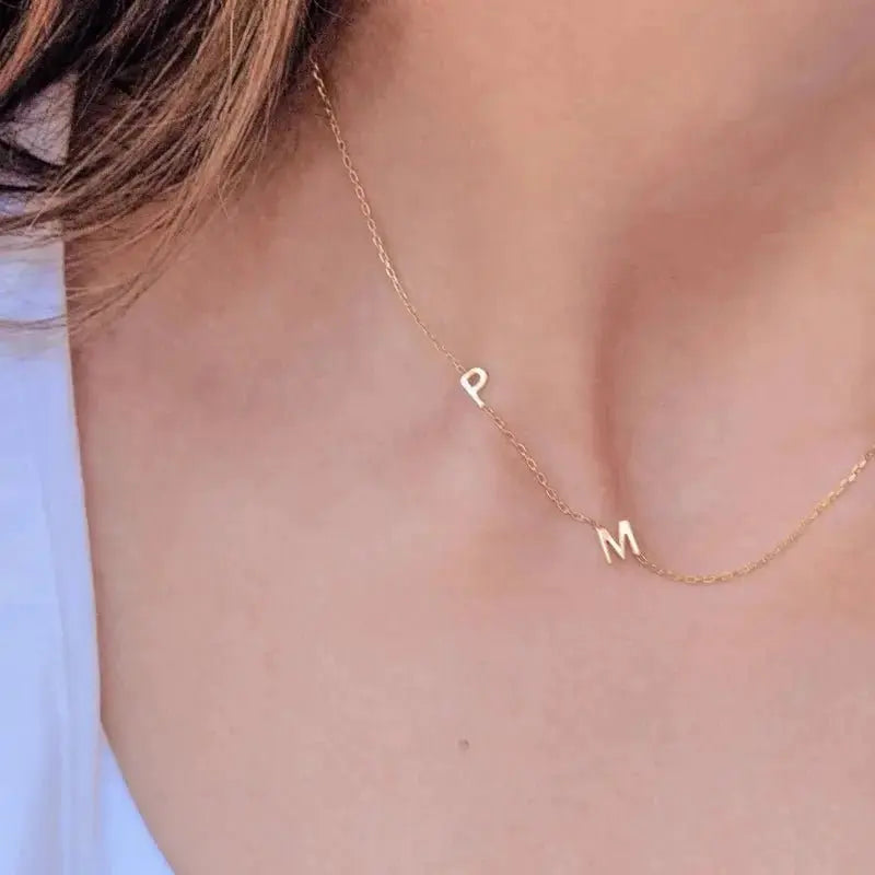 Dainty Initial Sideways Necklace