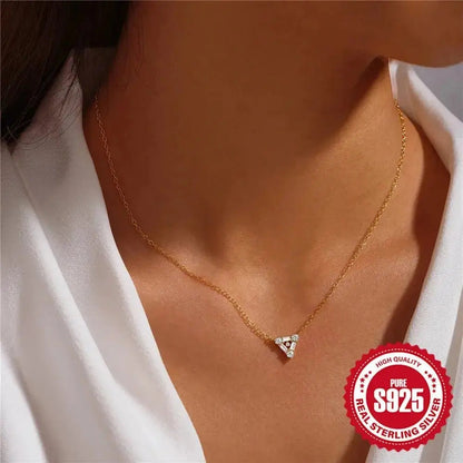 Dainty Triangle Minimal Geometric Necklace