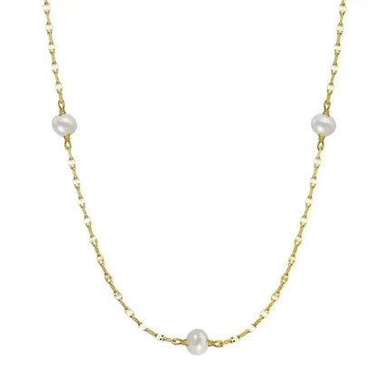 Delicate Gold Chain with scattered Pearl Necklace 40+5cm