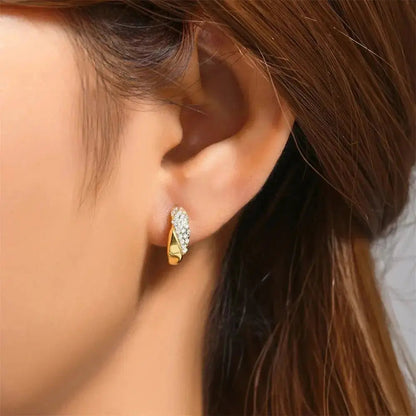 Diamond Accept C-Shape Modern Stud Earrings shop name