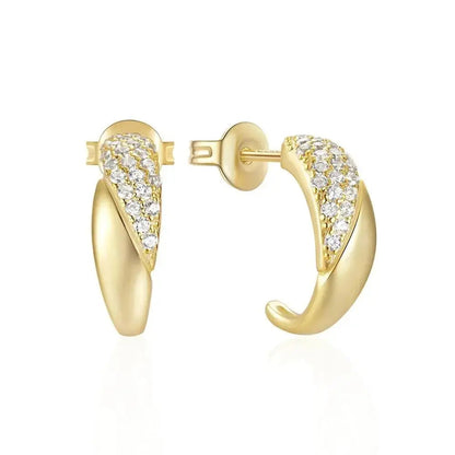 Diamond Accept C-Shape Modern Stud Earrings shop name