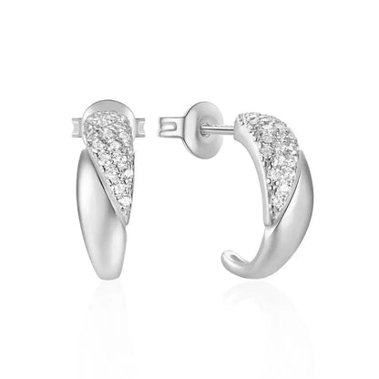 Diamond Accept C-Shape Modern Stud Earrings shop name