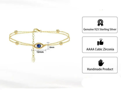 Double Chain Blue Eye Cheeky Bracelet