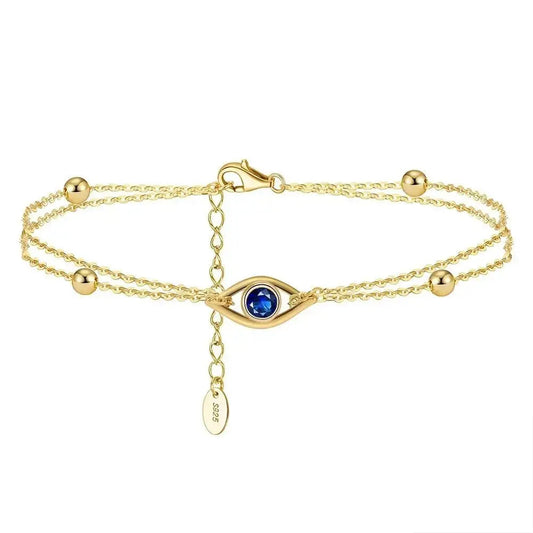 Double Chain Blue Eye Cheeky Bracelet