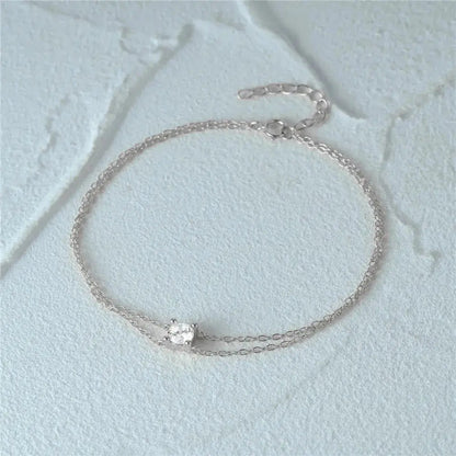 Double Chain Diamond Round Cut Bracelet