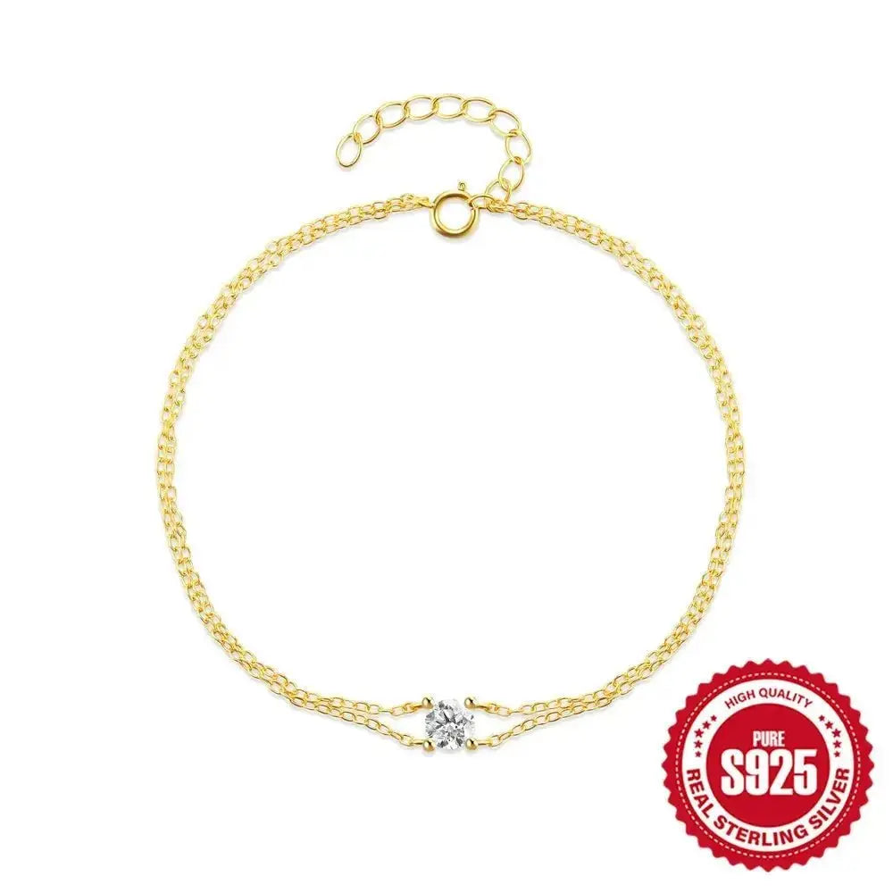 Double Chain Diamond Round Cut Bracelet