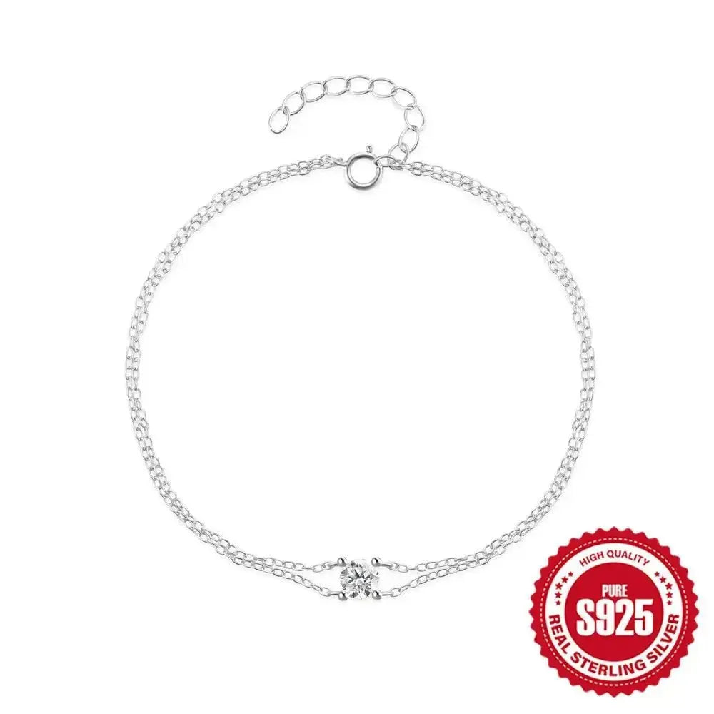 Double Chain Diamond Round Cut Bracelet