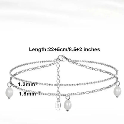 Double layer pearl accent anklet