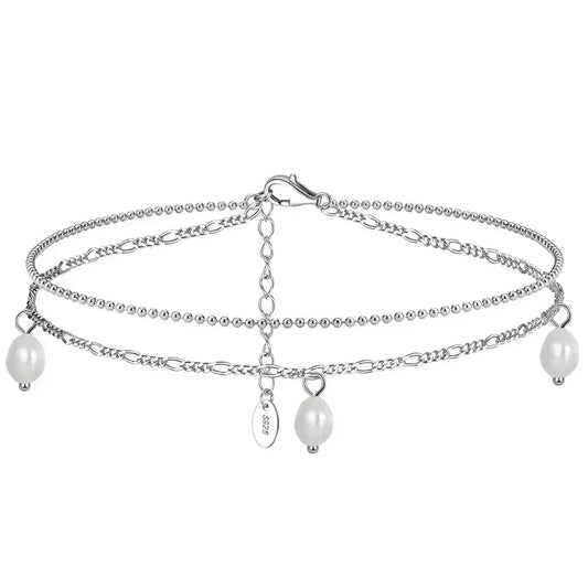 Double layer pearl accent anklet