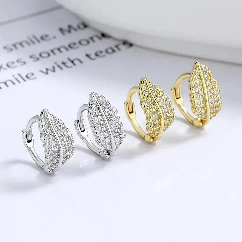 Elegant Minimal Leaf Huggie Earrings shop name