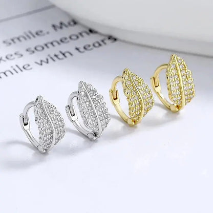 Elegant Minimal Leaf Huggie Earrings shop name