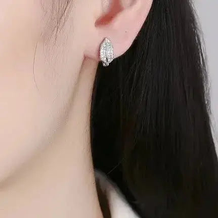 Elegant Minimal Leaf Huggie Earrings shop name