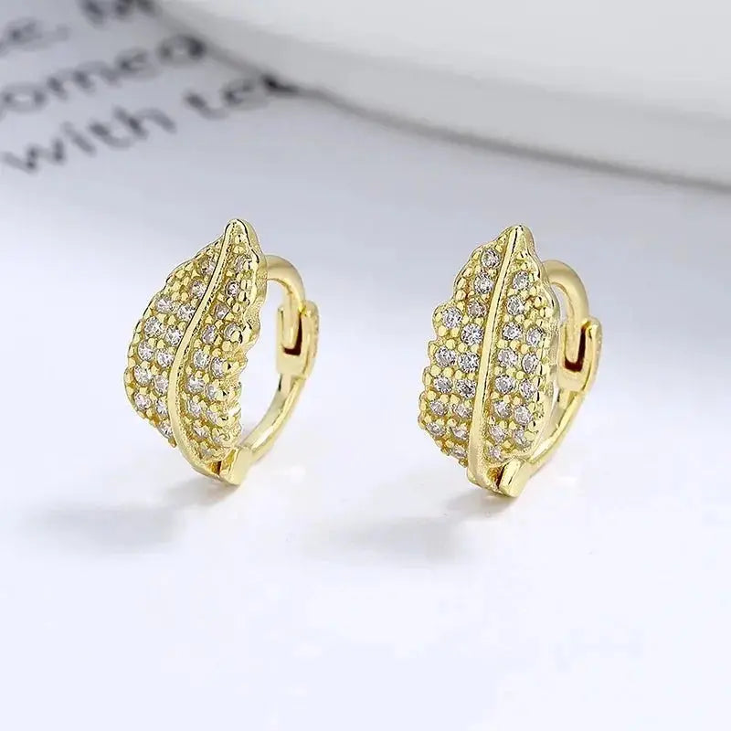 Elegant Minimal Leaf Huggie Earrings shop name