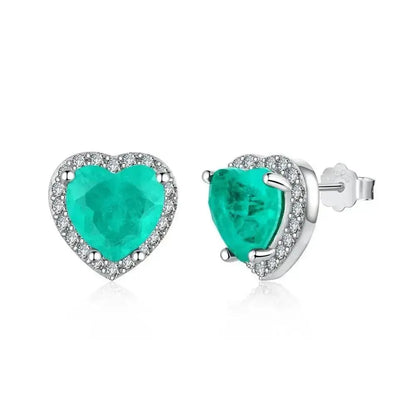 Elegant Paraiba Emerald Heart Stud Earrings Women shop name