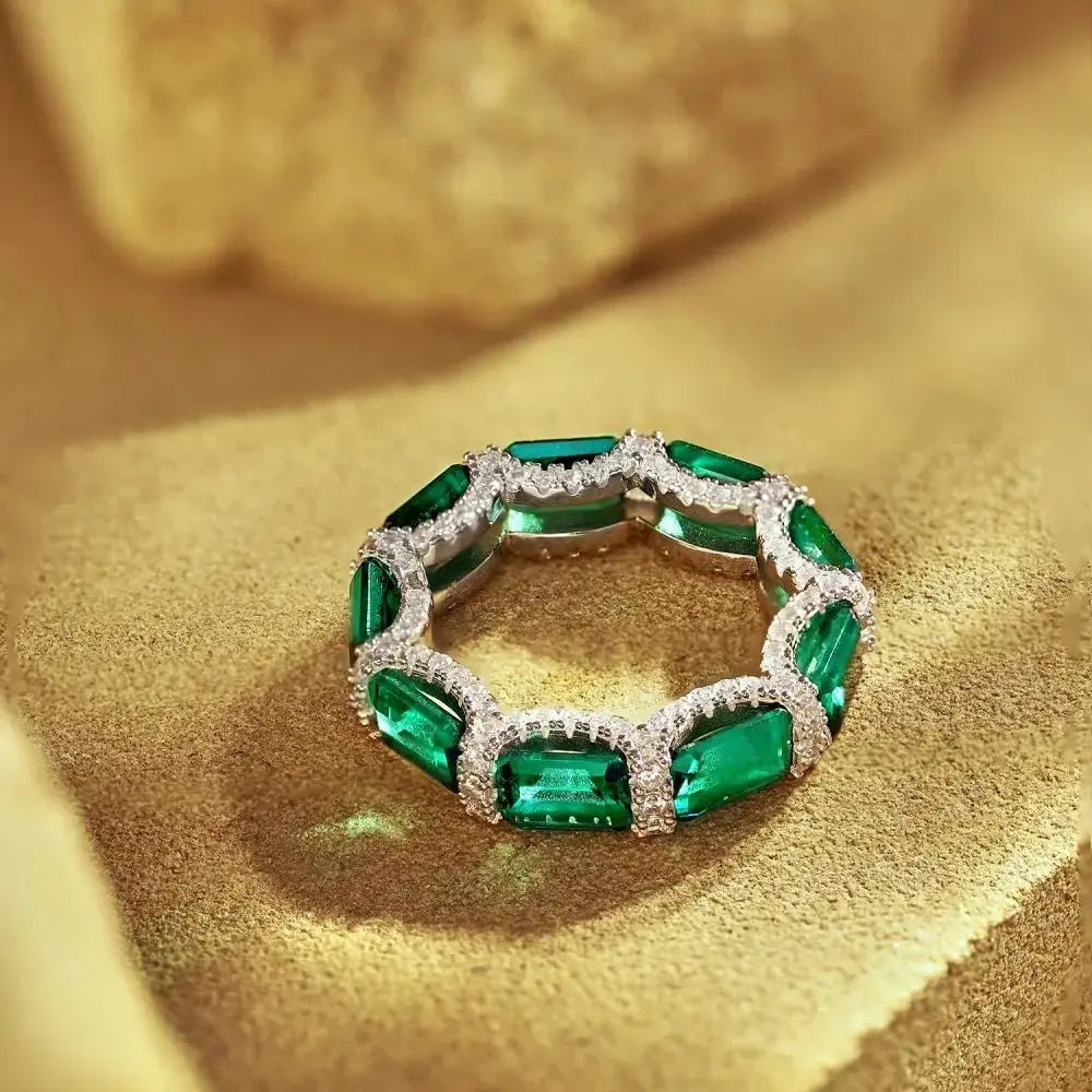 Emerald Green Luxury Eternity Ring