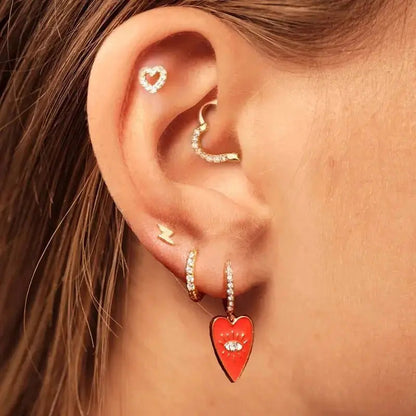 Enamel Funky Heart Drop Hoop Earrings shop name